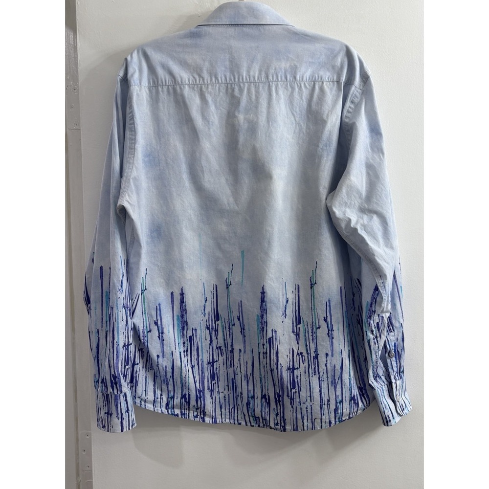 Stone Rose Men's XL Dress Shirt White Blue Purple Pattern Flip Cuff Long Sleeve - Picture 2 of 11